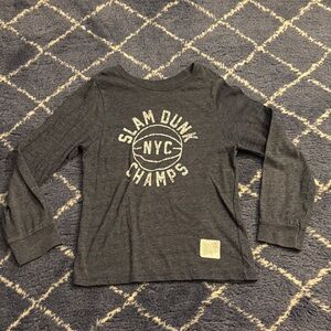 The Original Retro Brand Kids Long Sleeve Slam Dunk NYC Shirt - Blue Charcoal
